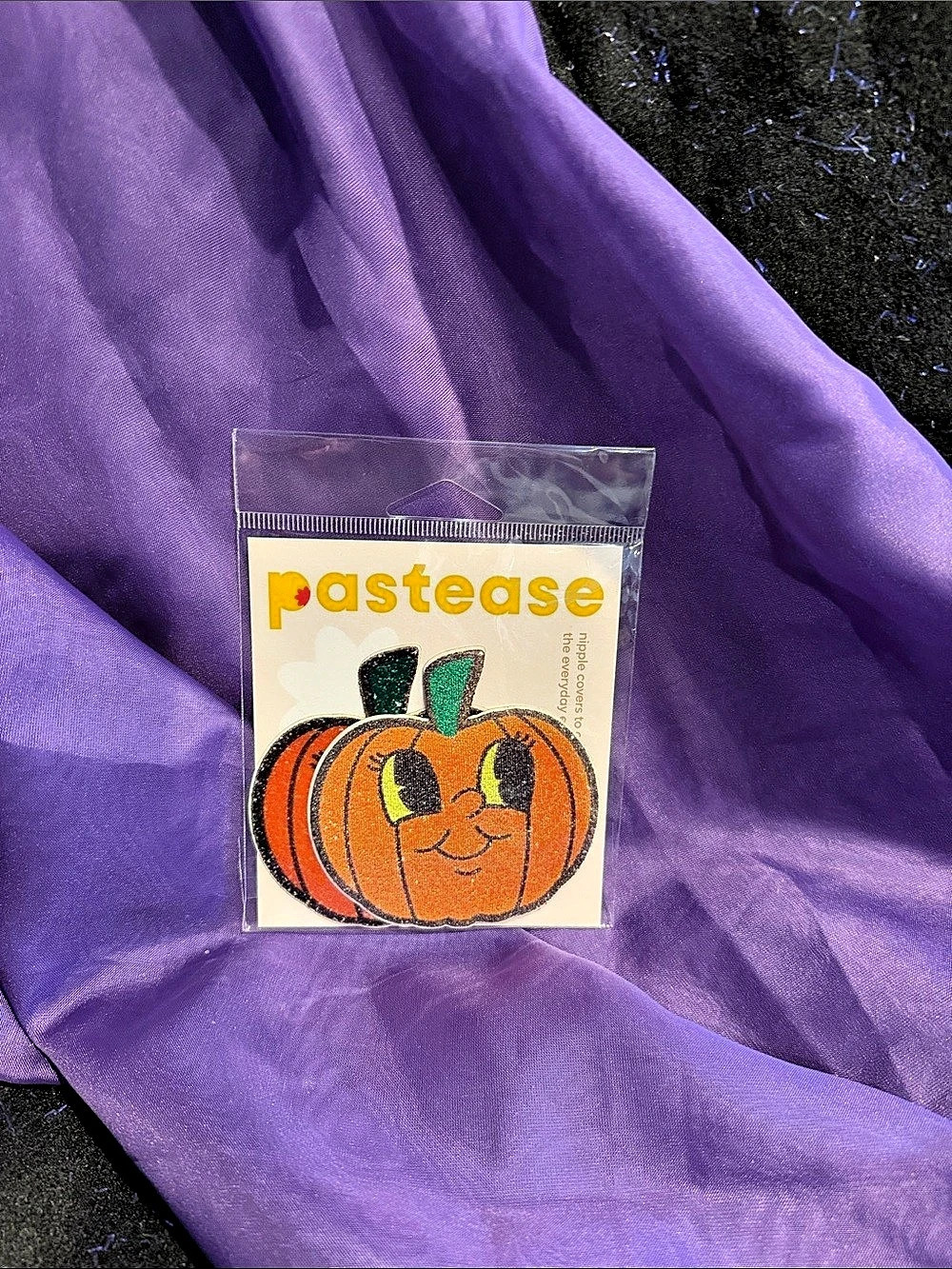 pastease Pumpkin: Spooky Halloween Jack O' Lantern Nipple Pasties Purple &
